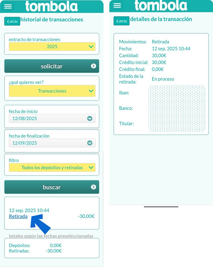 Historial de transacciones